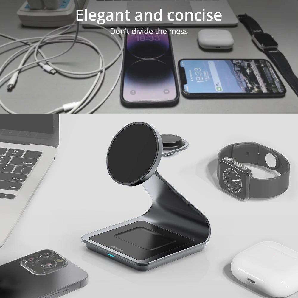 Magnetic 3 in 1 Wireless Charger (For iPhone)