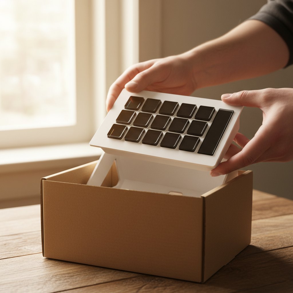 Hands lifting the Dreemdex D10 out of the box